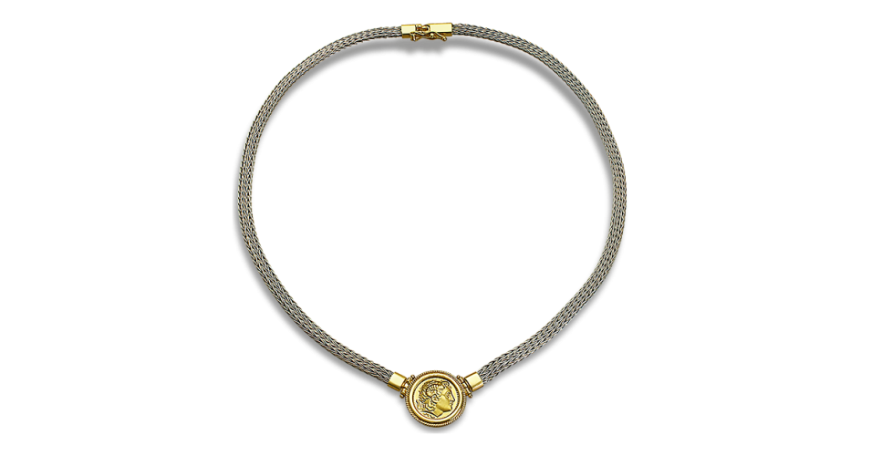 Silver and Gold Alexander the Great Necklace