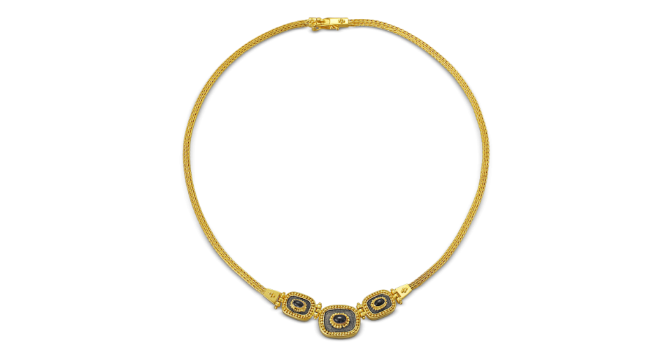Black Collection Byzantine Necklace with Sapphire