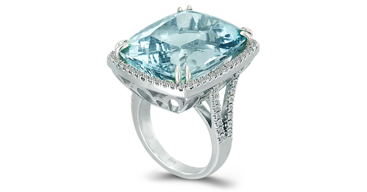 Aquamarine Ring with Diamonds