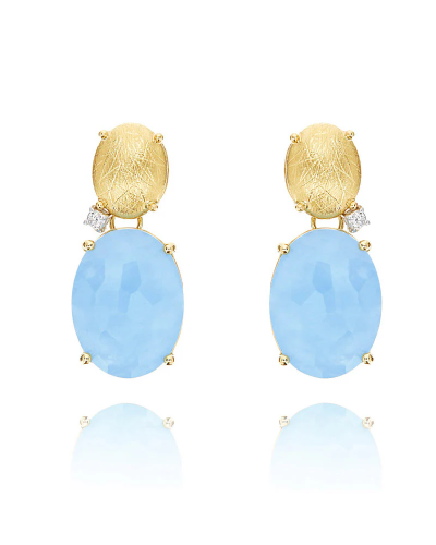 "IPANEMA " GOLD, AQUAMARINE AND DIAMONDS DROP EARRINGS